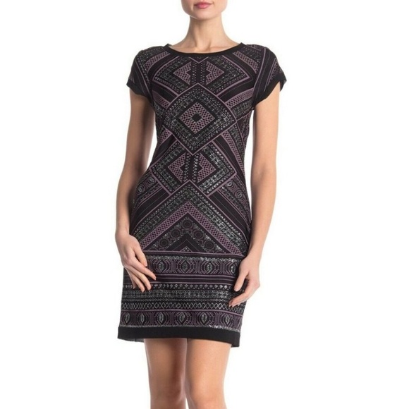 Vince Camuto Dresses & Skirts - Vince Camuto Sparkly Sheath Dress Cocktail Party Style Black Purple Size 8